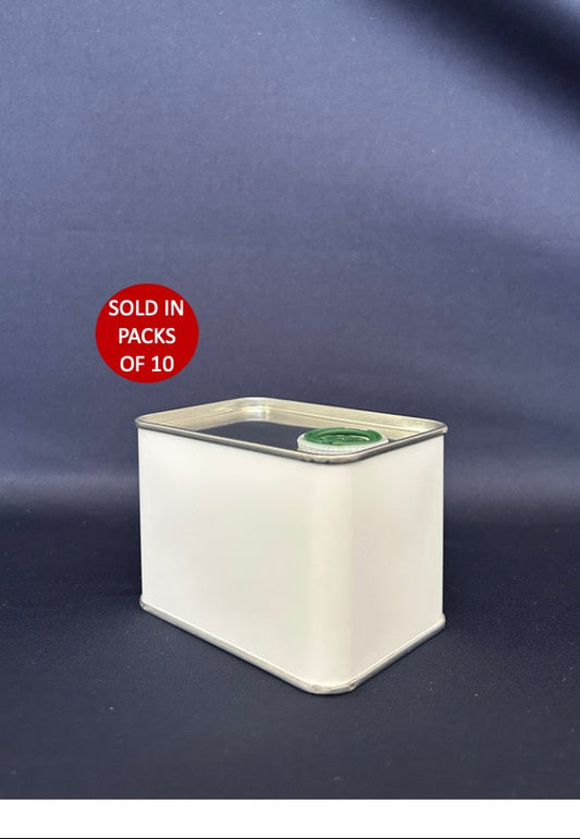 Rectangular 250ml Olive Oil Tin (White) (100x71x74mm) (Pack of 10)