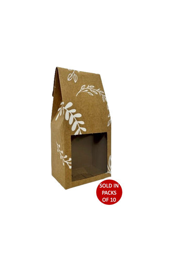 Kraft Coffee Box with Window (Botanical)190x90x60mm (Pack of 10)