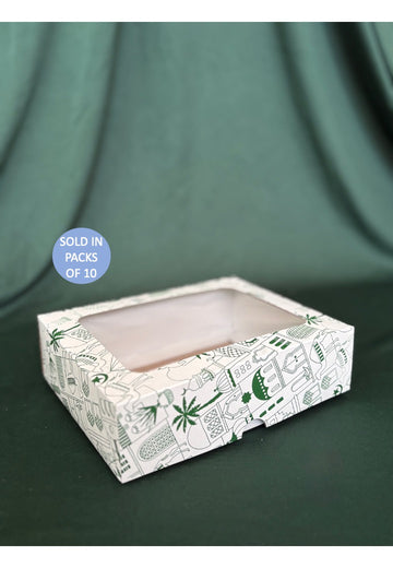 White Biscuit Box (Green Desert Dreams) (Pack of 10)