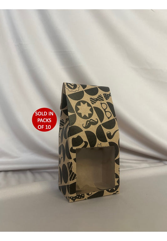 Kraft Coffee Box with Window 190x90x60mm (Black Dapper Dad)
