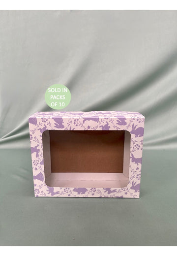 White Biscuit Box with Window 175x135x50mm(Lilac Bunny Blooms) (Pack of 10)
