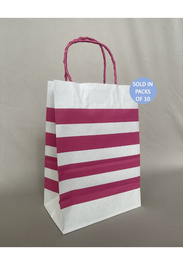 Gift Bag Pink Stripes 210x125x300mm (Pack of 10)