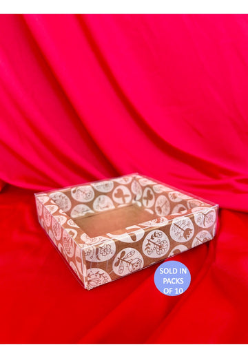 Single Cookie Box (Kraft) 126x125x30mm (White Enchanted Eggs)