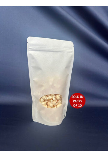 White Stand Up Zipper Pouch with Window 140x245+90mm (Pack of 10)