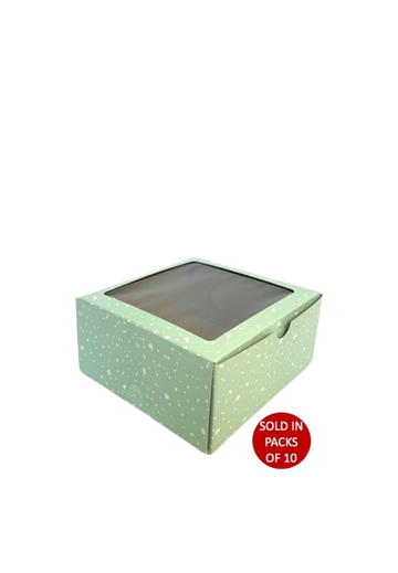 6x6x3" Cake Box (150x150x75mm) (Green Splash)