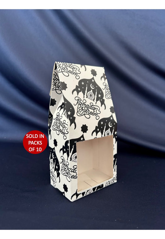 White Coffee Box with Window (Black Ramadan Lights) (Pack of 10)