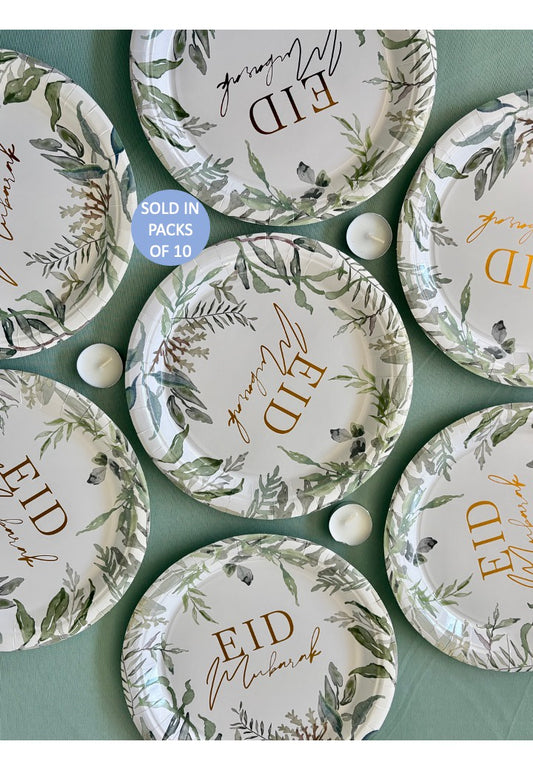 Eid Paper Plate (Greenery) (Pack of 10)