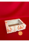 White Biscuit Box with Window (Orange Diwali) (Pack of 10)