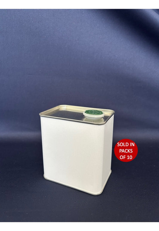 Rectangular 500ml Olive Oil Tin (White) 100x71x110mm (Pack of 10)