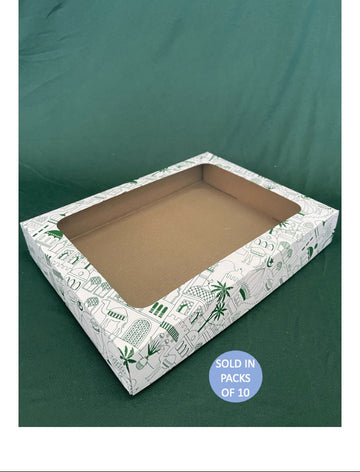 White Biscuit Box (Green Desert Dreams) 275x205x45mm (Pack of 10)