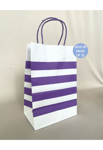 Gift Bag Purple Stripes 210x125x300mm (Pack of 10)