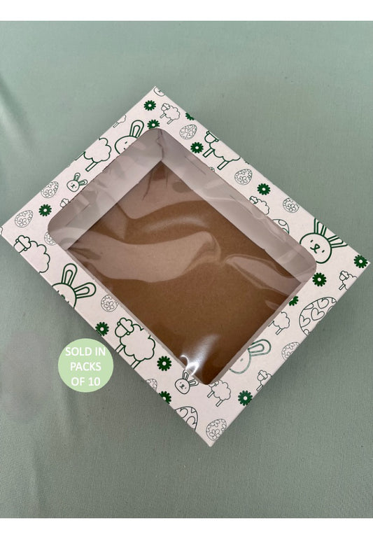 White Biscuit Box (Green Easter) 175x135x50mm (Pack of 10)