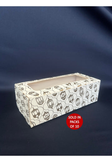 Donut Window Box (White) 220x96x70mm (Golden Lanterns) (Pack of 10)