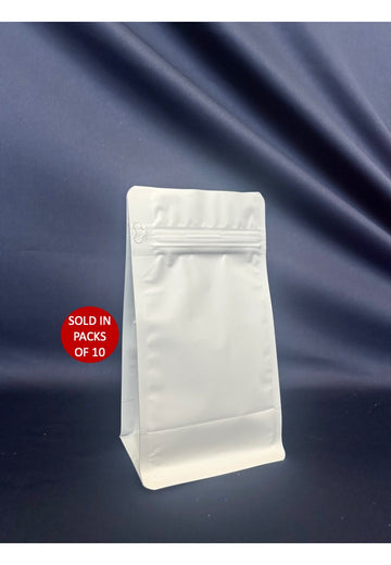 White Stand Up Pouch (500g) 125x230+90mm HEAT SEALER REQUIRED (Pack of 10)