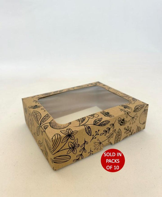 Kraft Biscuit Box with Window (Black Citrus Serenade)175x135x50mm (Pack of 10)