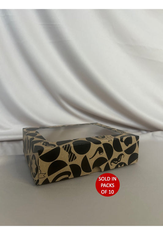 Kraft Biscuit Box with Window (Black Dapper Dad) 175x135x50mm