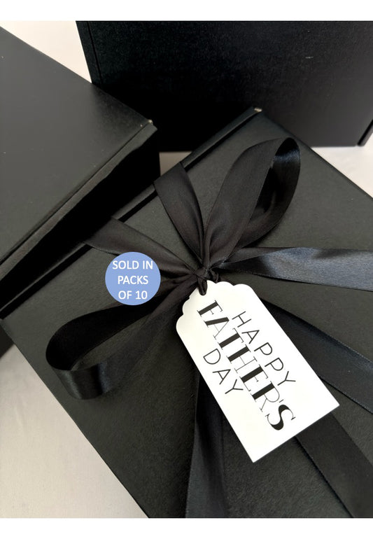 Happy Father's Day Gift Tag (Black on White) (Pack of 10)