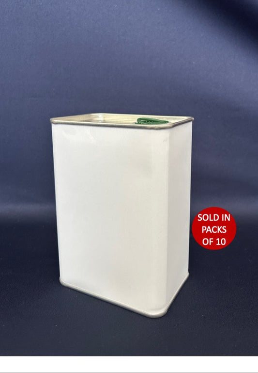 Rectangular 750ml Olive Oil Tin (White) (100x71x45mm) (Pack of 10)