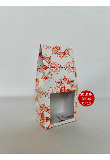 White Coffee Box with Window (Orange Diwali) 190x90x60mm (Pack of 10)