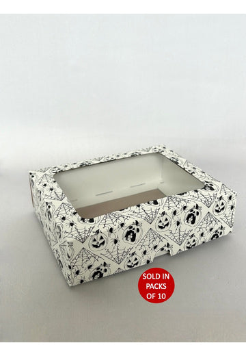 White Biscuit Box with Window (Black Halloween)