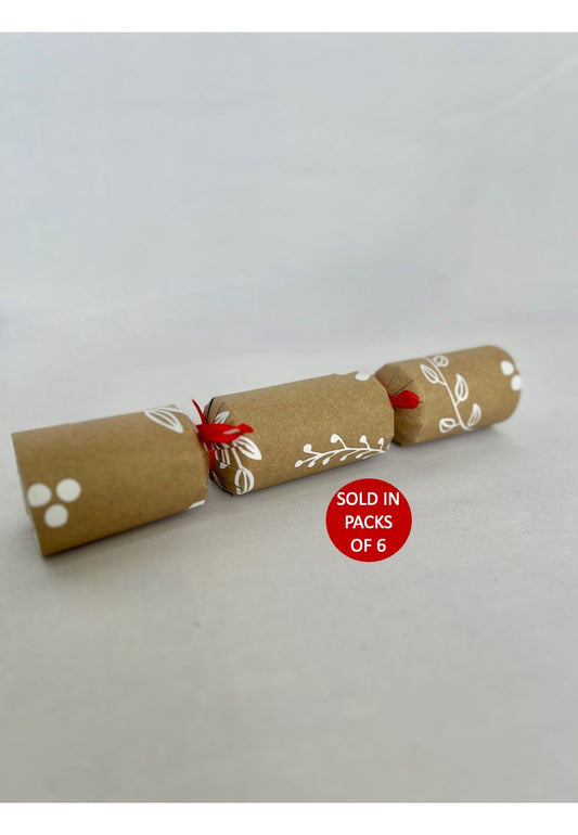 Printed DIY Kraft Cracker (White Botanical) (Pack of 6)