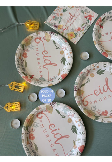 Eid Paper Plate (Floral) (Pack of 10)