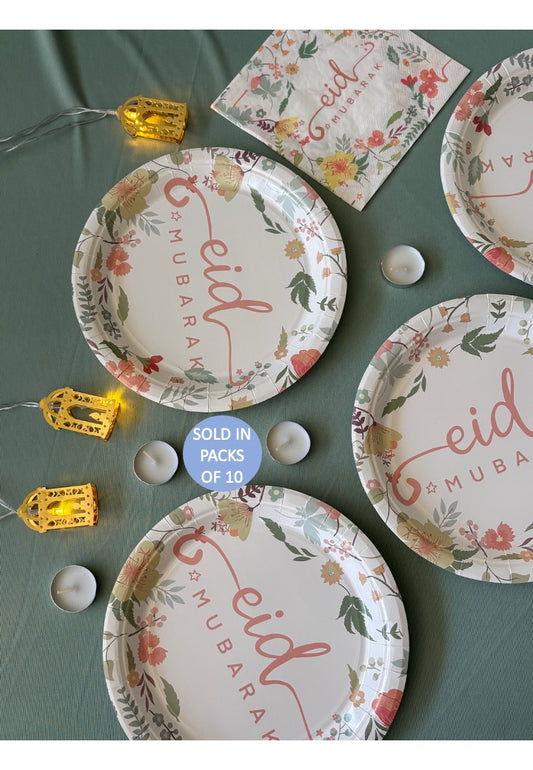 Eid Paper Plate (Floral) (Pack of 10)