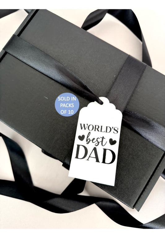 World's Best Dad Gift Tag (Black on White) (Pack of 10)