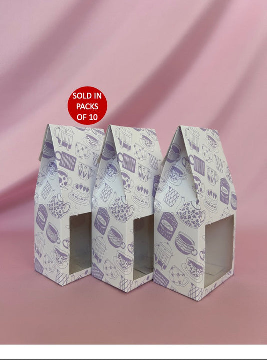 White Coffee Box with Window (Lilac Sips 'n Sweets) (Pack of 10)