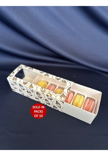 6 Macaron Display Box (White) 190x70x60mm (Golden Lanterns) (Pack of 10)
