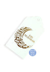 Arabic Crescent Eid Tag (Gold on White)