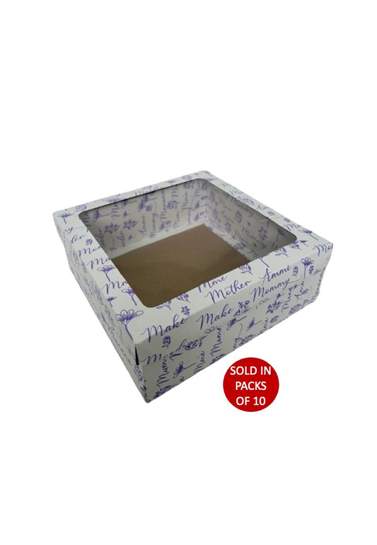 Bento Cake Box (White) 250x250x90mm (Lilac Mother's Day)