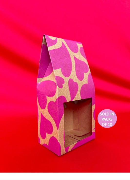 Kraft Coffee Box with Window 190x90x60mm (Pink Whirlwind Love) (Pack of 10)