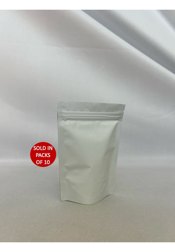 Stand Up Mylar Bag (White) 10x15cm (Pack of 10)