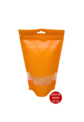 Orange Stand Up Pouch with Window (130x220mm) (Pack of 10)