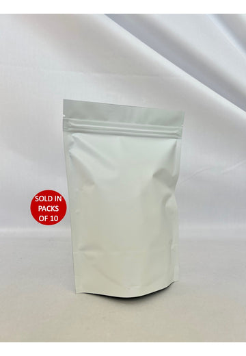 Stand Up Mylar Bag (White) 14x20cm (Pack of 10)