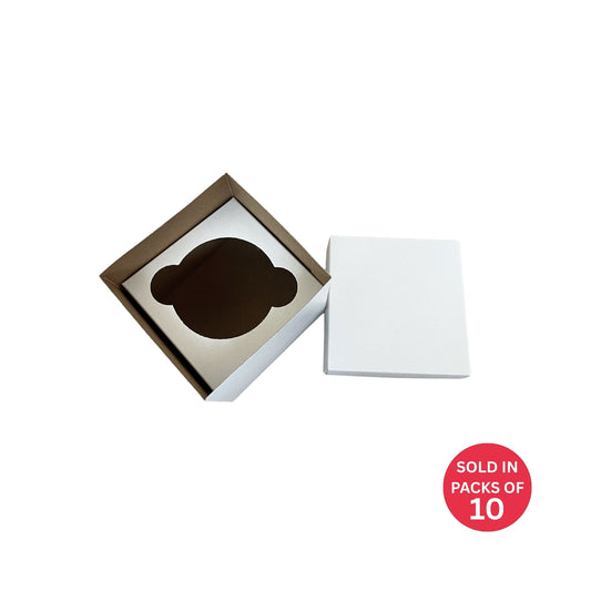 Lid and Base Cupcake Box with Insert (White) 90x90x100m (Pack of 10)
