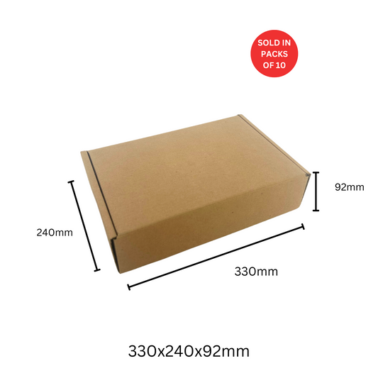 Kraft Shipper Box 330x240x92mm (Pack of 10)