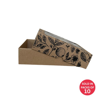 Kraft Biscuit Box with Window (Black Citrus Serenade)175x135x50mm (Pack of 10)