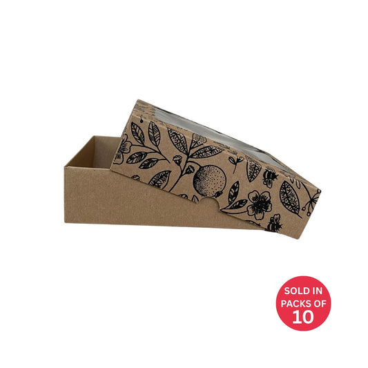 Kraft Biscuit Box with Window (Black Citrus Serenade)175x135x50mm (Pack of 10)