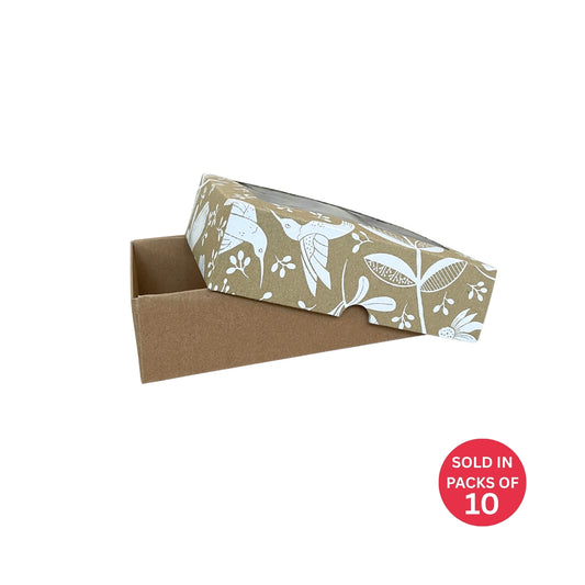 Kraft Biscuit Box with Window (White Fynbos Fantasy)175x135x50mm (Pack of10)