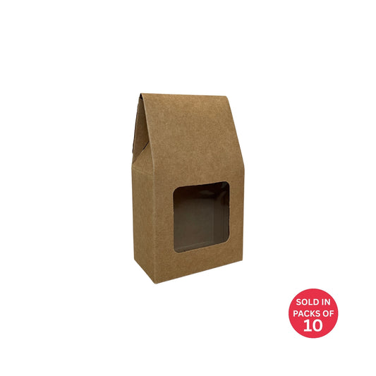 Small Kraft Coffee Box with Window  145x80x45mm (Pack of 10)