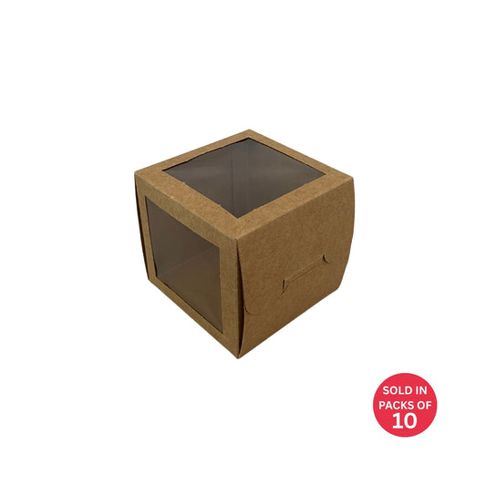 Kraft Cupcake Box with Windows (Pack of 10)