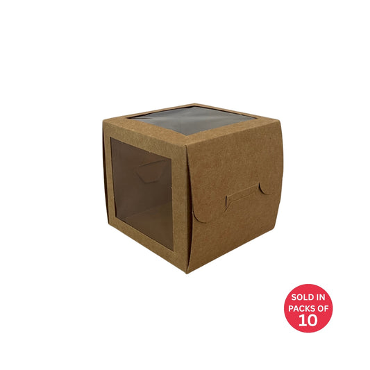 Kraft Cupcake Box with Windows (Pack of 10)
