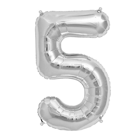 5 Number Balloon (Silver) (86cm)