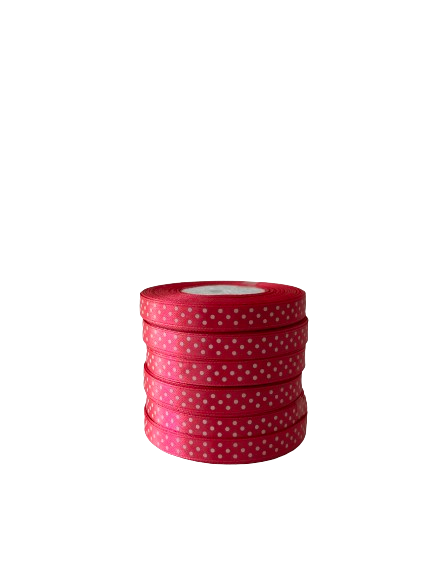 10mm x 20m Candy Pink Polka Dot Satin Ribbon
