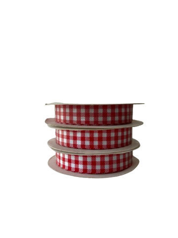 15mm x 20m Red Gingham Satin Ribbon
