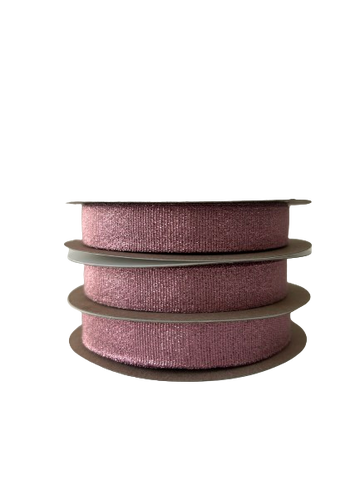 15mm x 20m Lurex Ribbon (Light Pink)