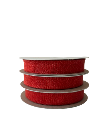 15mm x 20m Lurex Ribbon (Red)