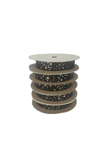 15mm x 20m Satin Ribbon (BK Stars)